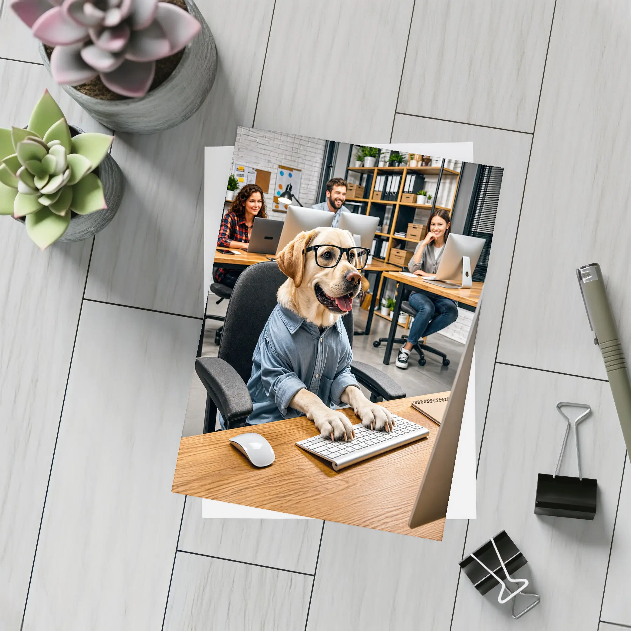 Labrador Retriever In Glasses Office Worker – Postcards