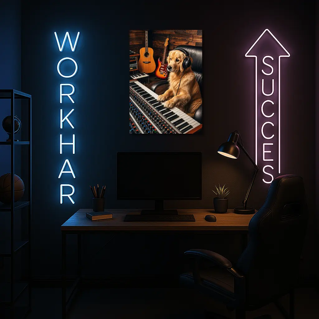 Golden Retriever Dog Music Studio Producer – Wall Art