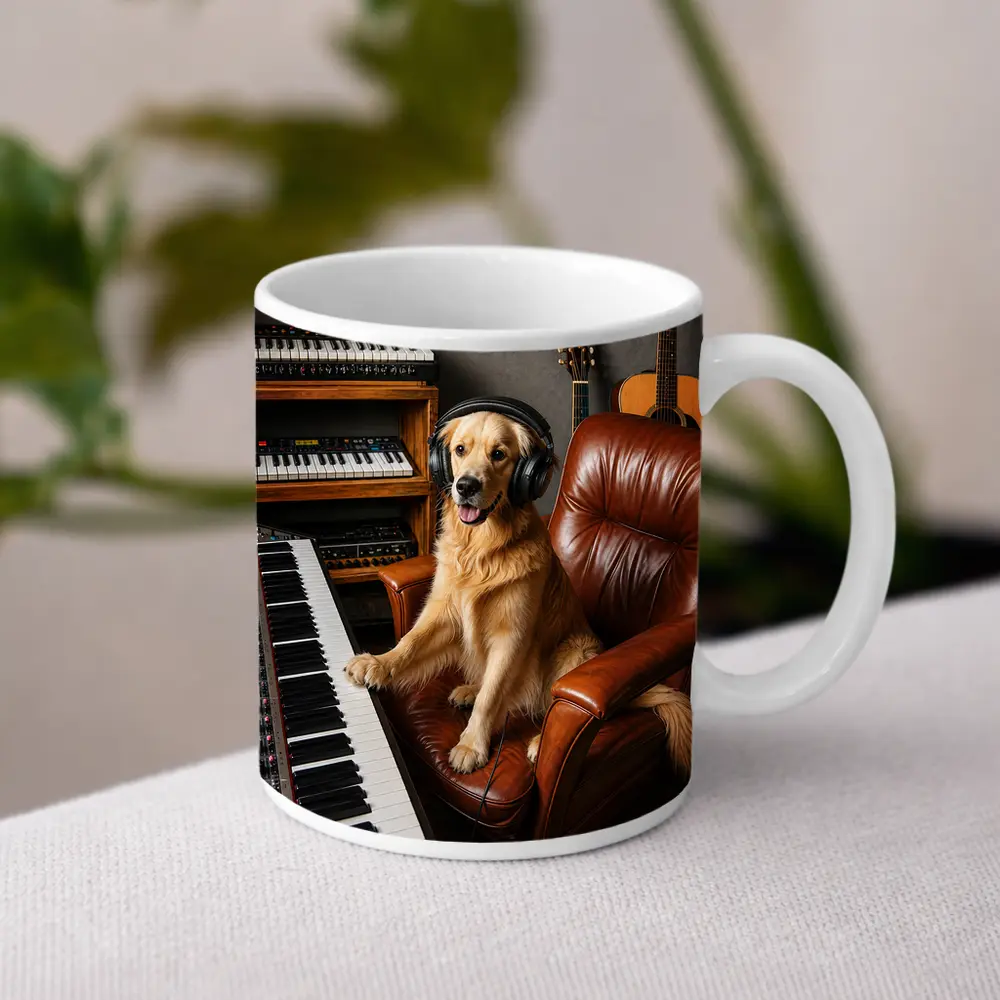 Golden Retriever Dog Music Studio Headphones – Mugs