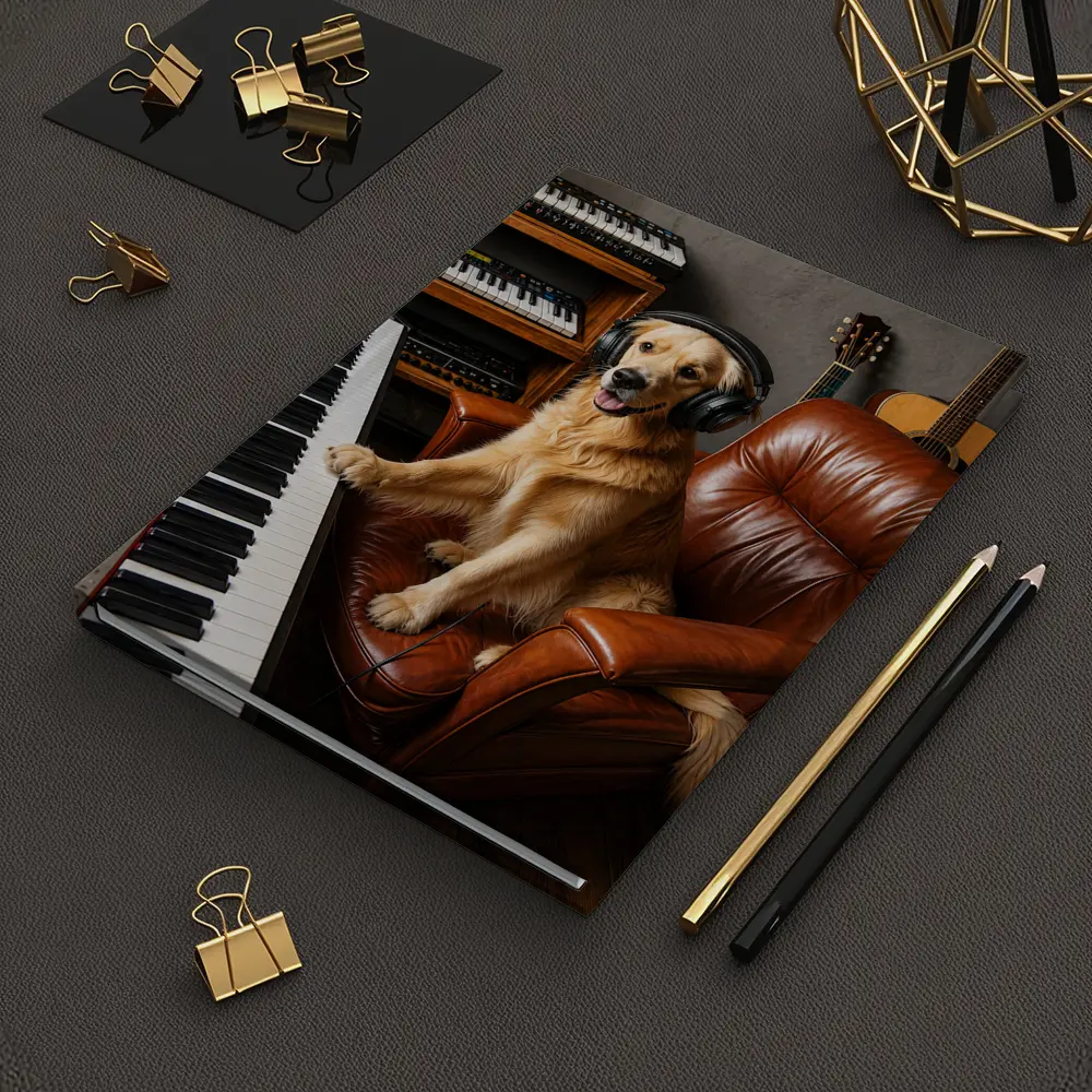 Golden Retriever Dog Music Studio Headphones – Notebooks