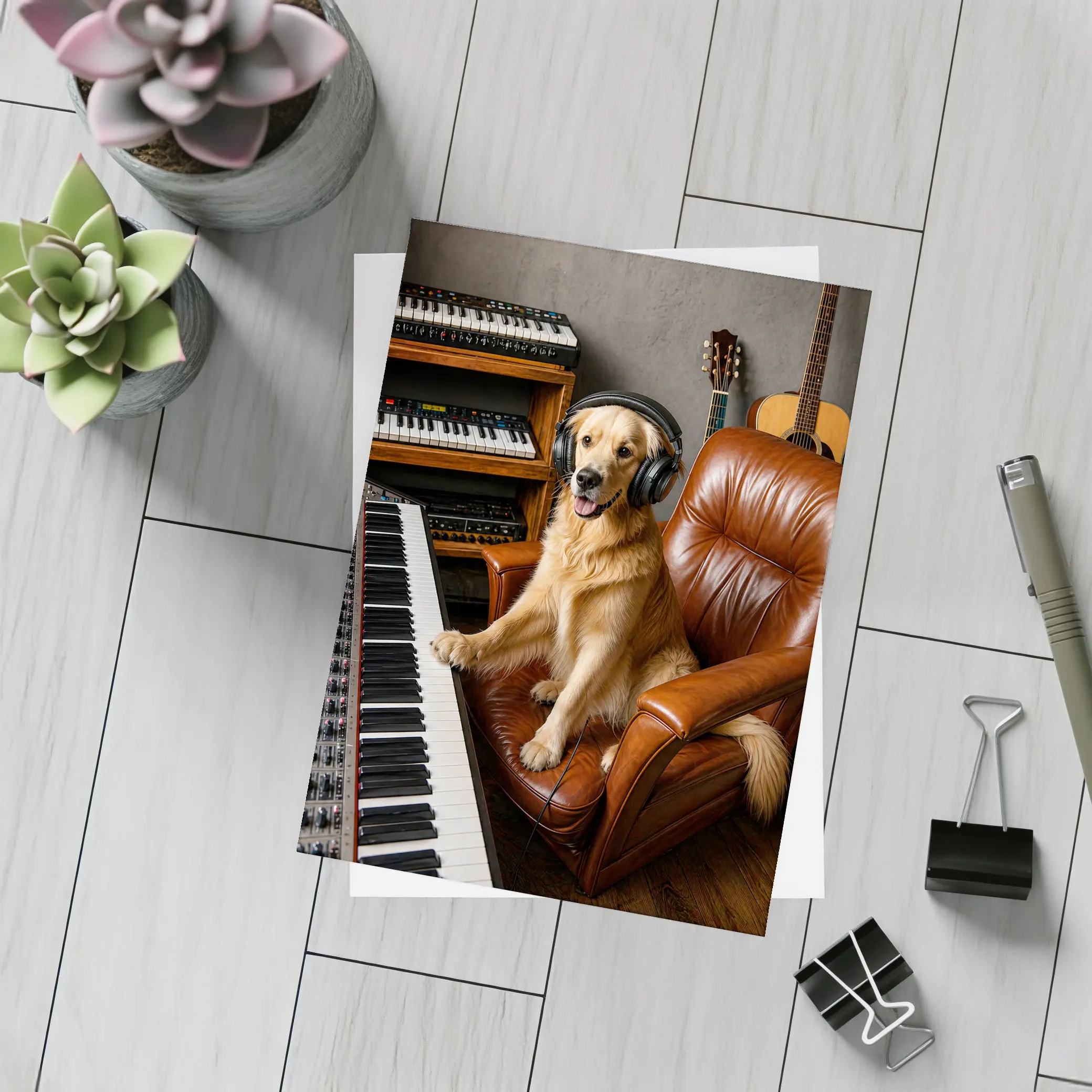 Golden Retriever Dog Music Studio Headphones – Postcards