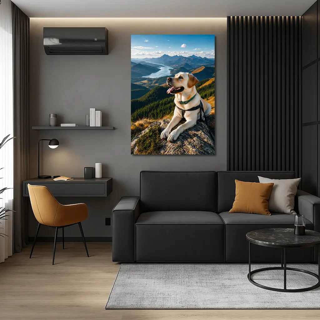 Labrador Retriever Resting on Mountain Summit – Wall Art