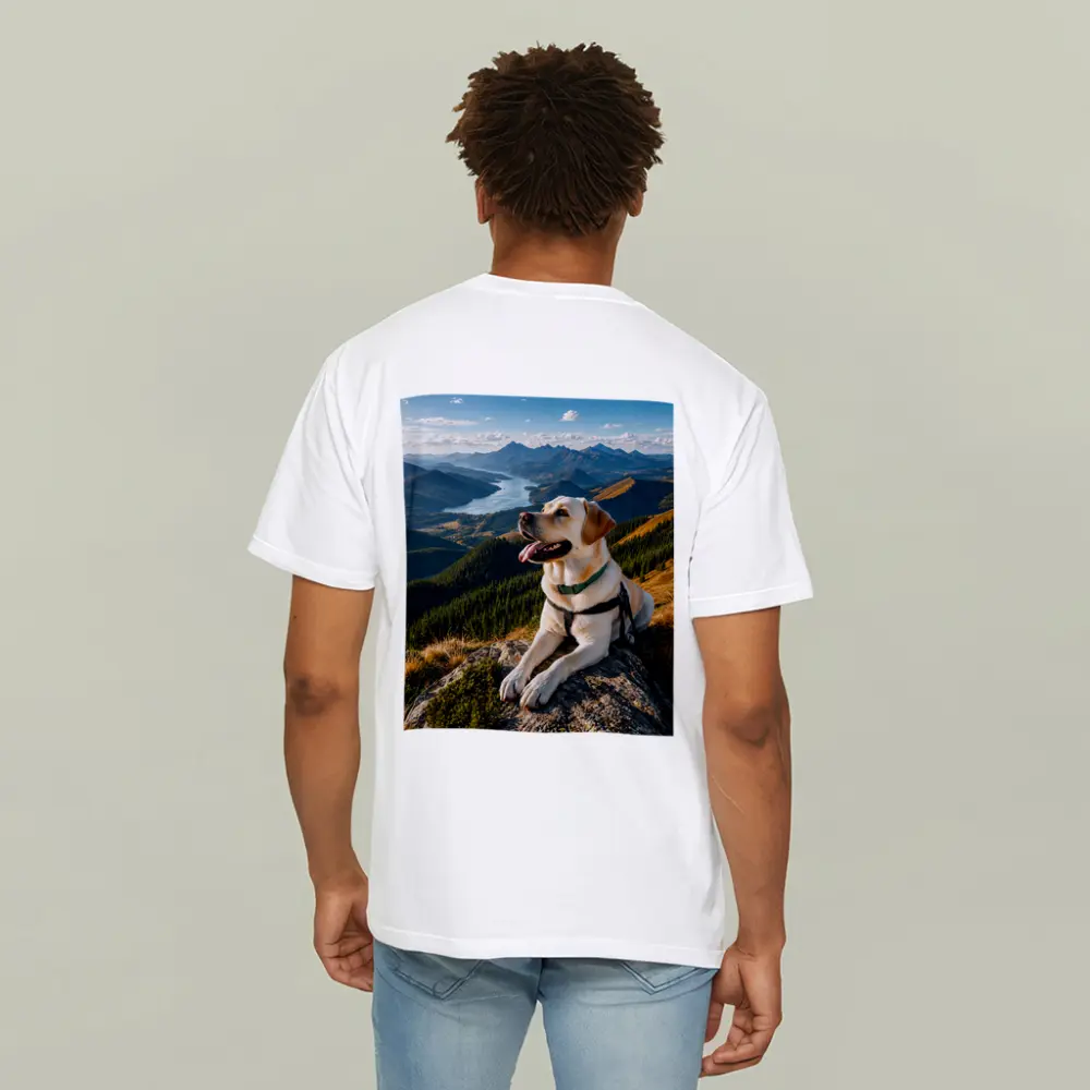 Labrador Retriever Resting on Mountain Summit – T-Shirts