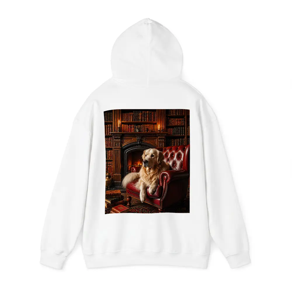 Golden Retriever Relaxing in Library Armchair – Hoodies