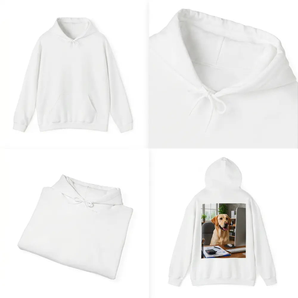 Labrador Retriever Working at Office Desk – Hoodies