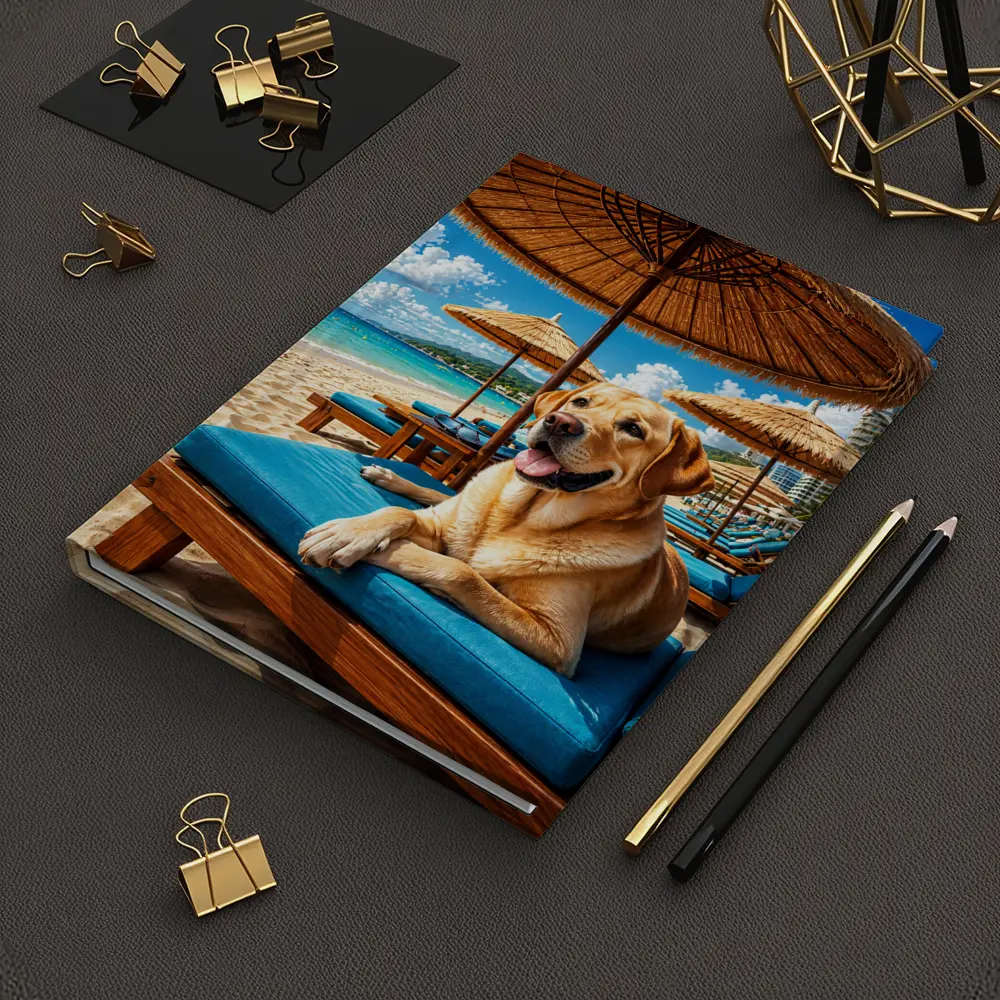 Labrador Retriever Relaxing on Tropical Beach – Notebooks