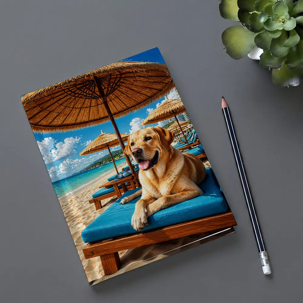 Labrador Retriever Relaxing on Tropical Beach – Notebooks