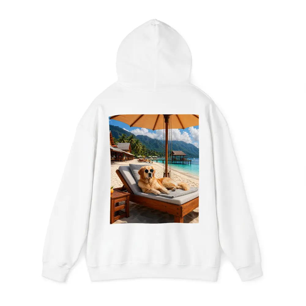Golden Retriever Relaxing On Tropical Beach – Hoodies