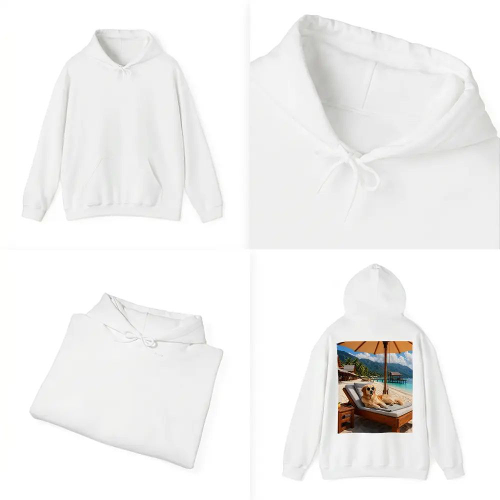 Golden Retriever Relaxing On Tropical Beach – Hoodies