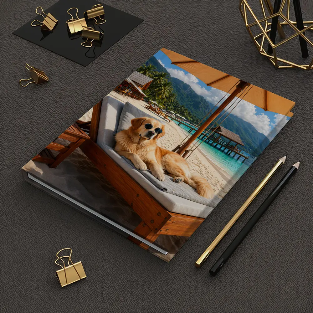 Golden Retriever Relaxing On Tropical Beach – Notebooks
