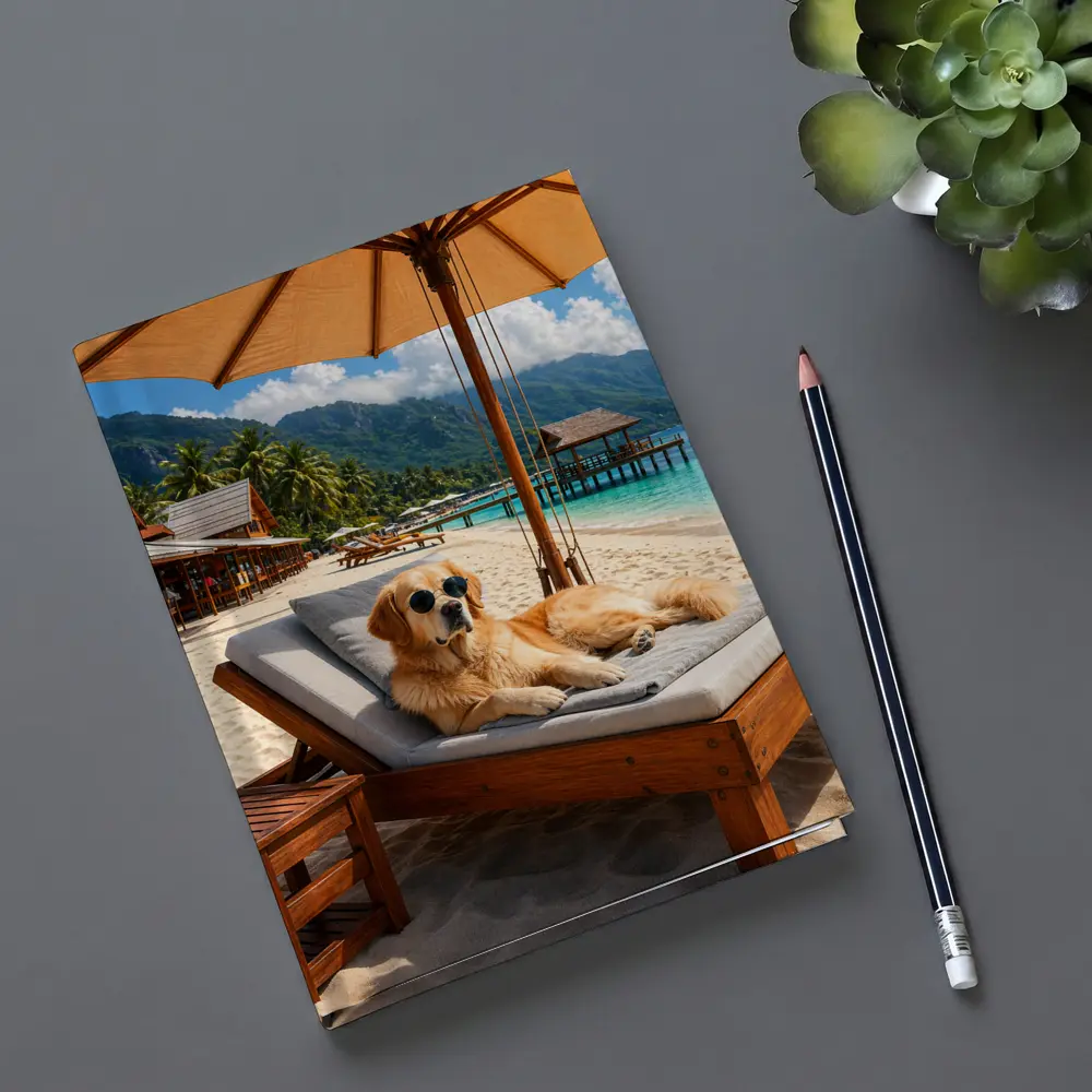 Golden Retriever Relaxing On Tropical Beach – Notebooks