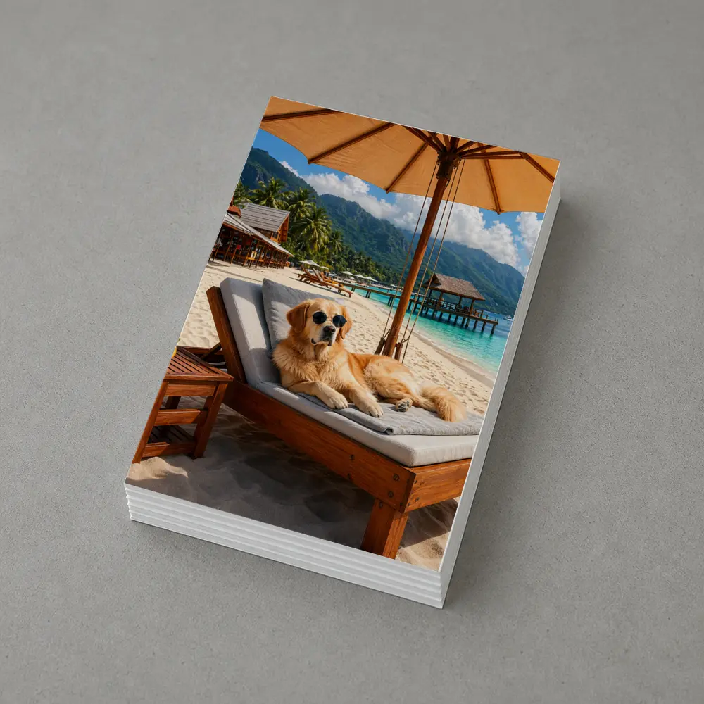 Golden Retriever Relaxing On Tropical Beach – Postcards