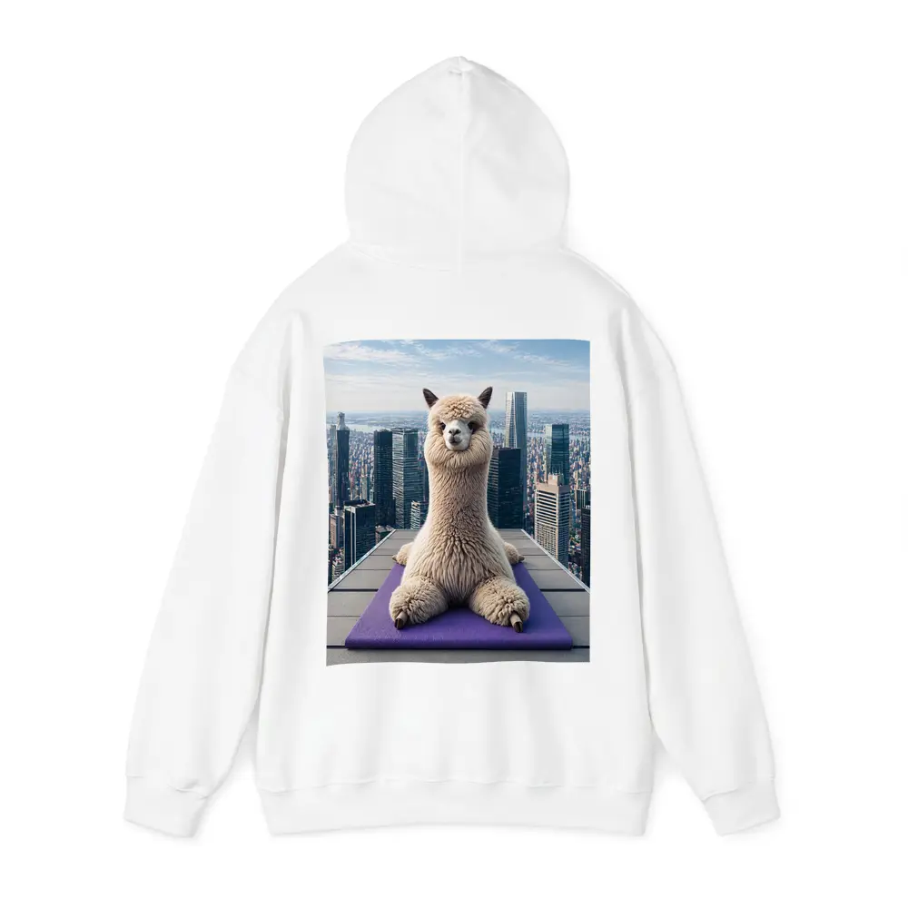 Alpaca Doing Yoga City Skyline – Hoodies