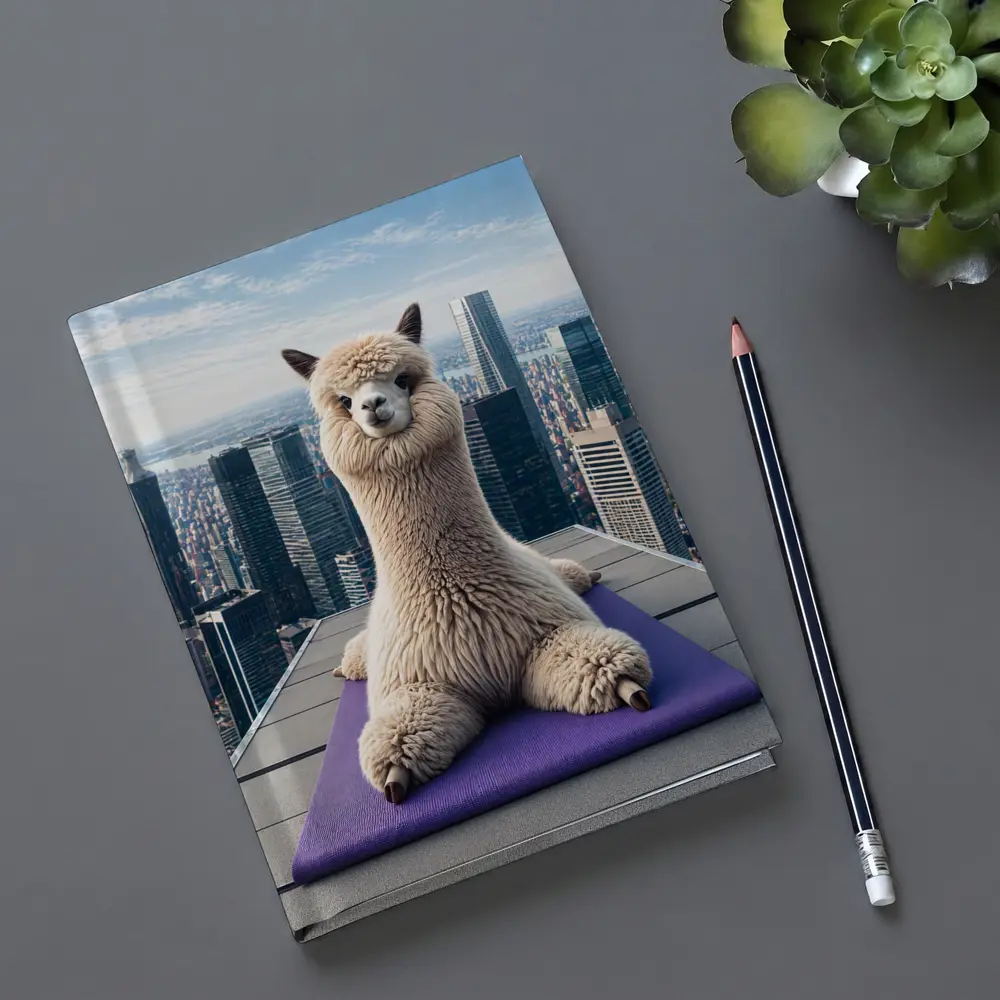 Alpaca Doing Yoga City Skyline – Notebooks