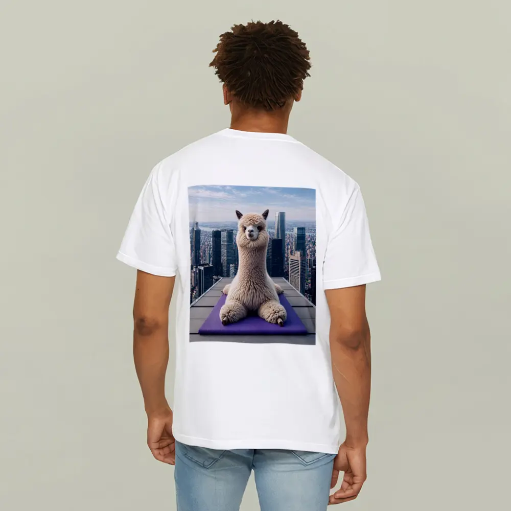 Alpaca Doing Yoga City Skyline – T-Shirts