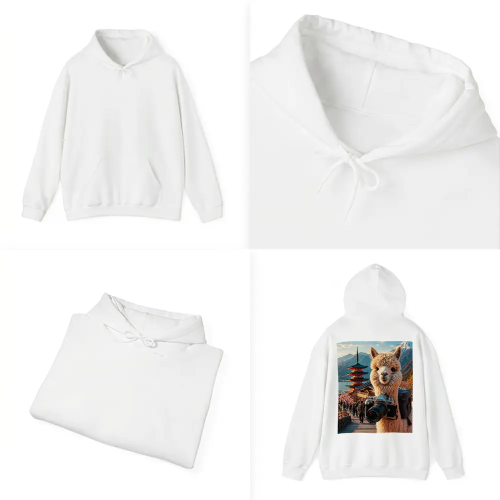 Alpaca Photographer At Japanese Pagoda – Hoodies