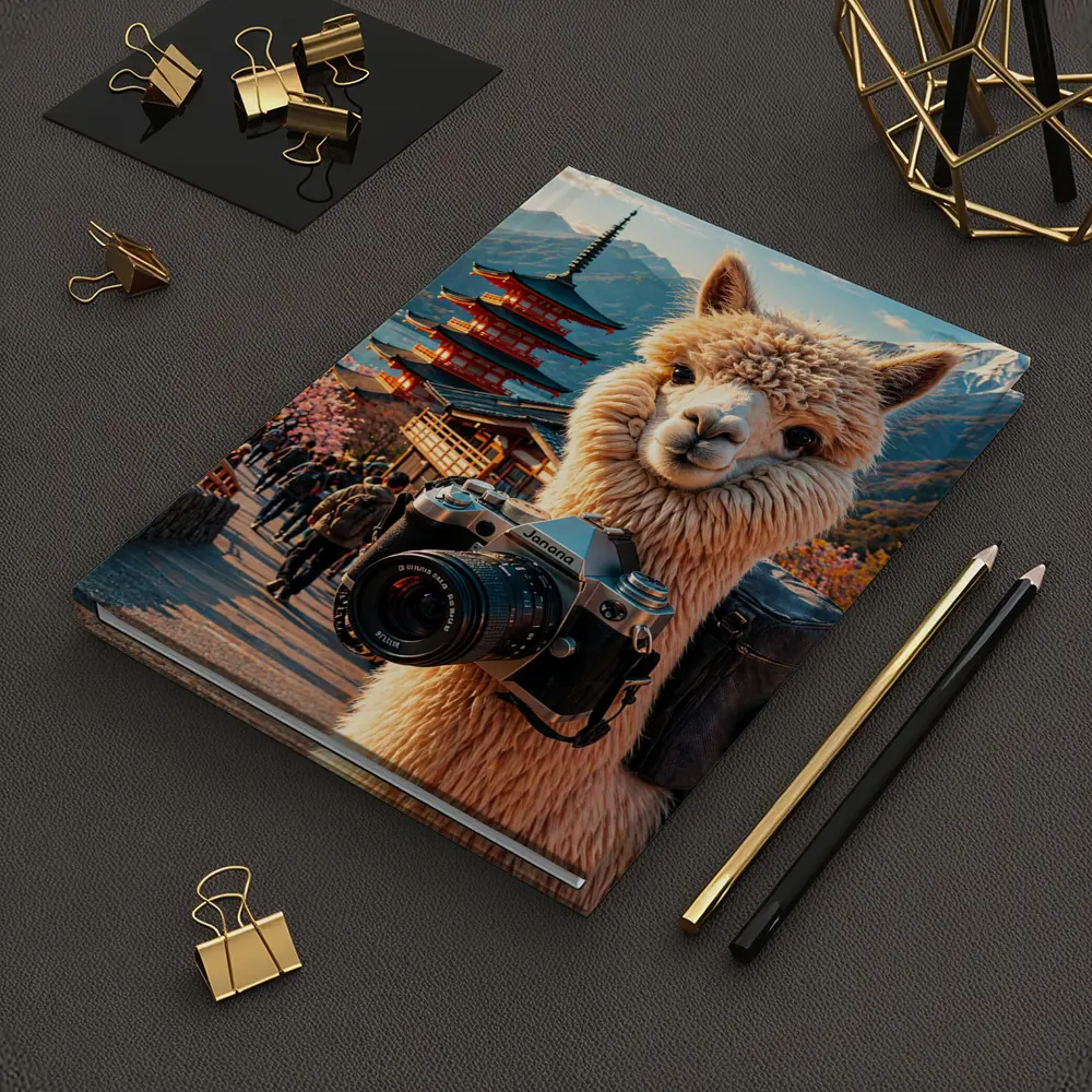 Alpaca Photographer At Japanese Pagoda – Notebooks
