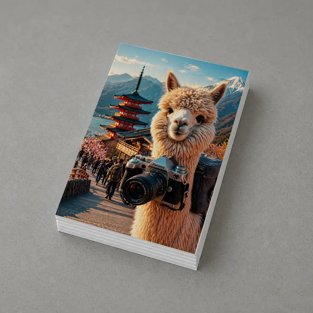 Alpaca Photographer At Japanese Pagoda – Postcards