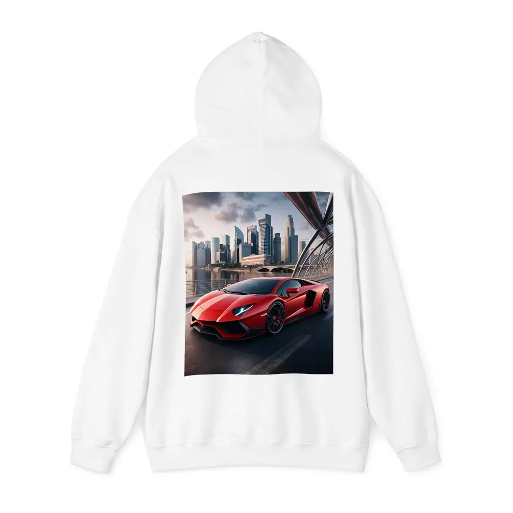 Lamborghini Aventador Red City Bridge Drive – Hoodies