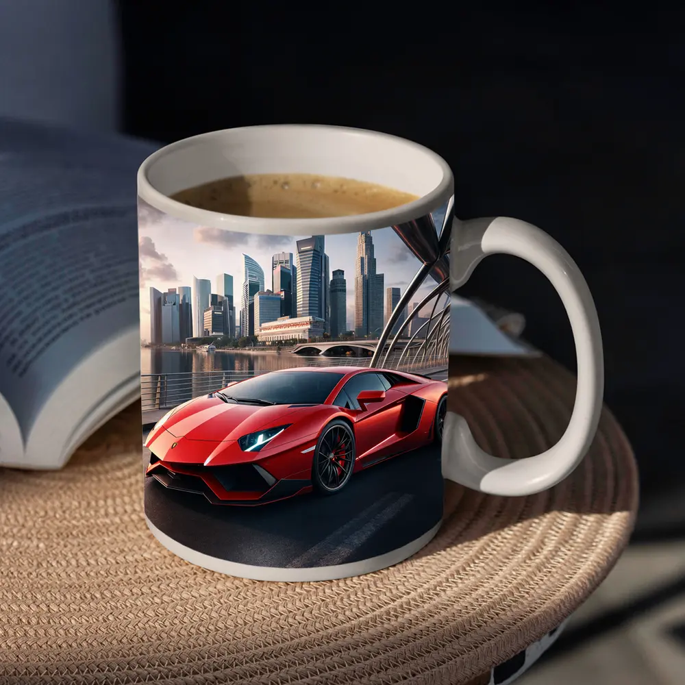 Lamborghini Aventador Red City Bridge Drive – Mugs