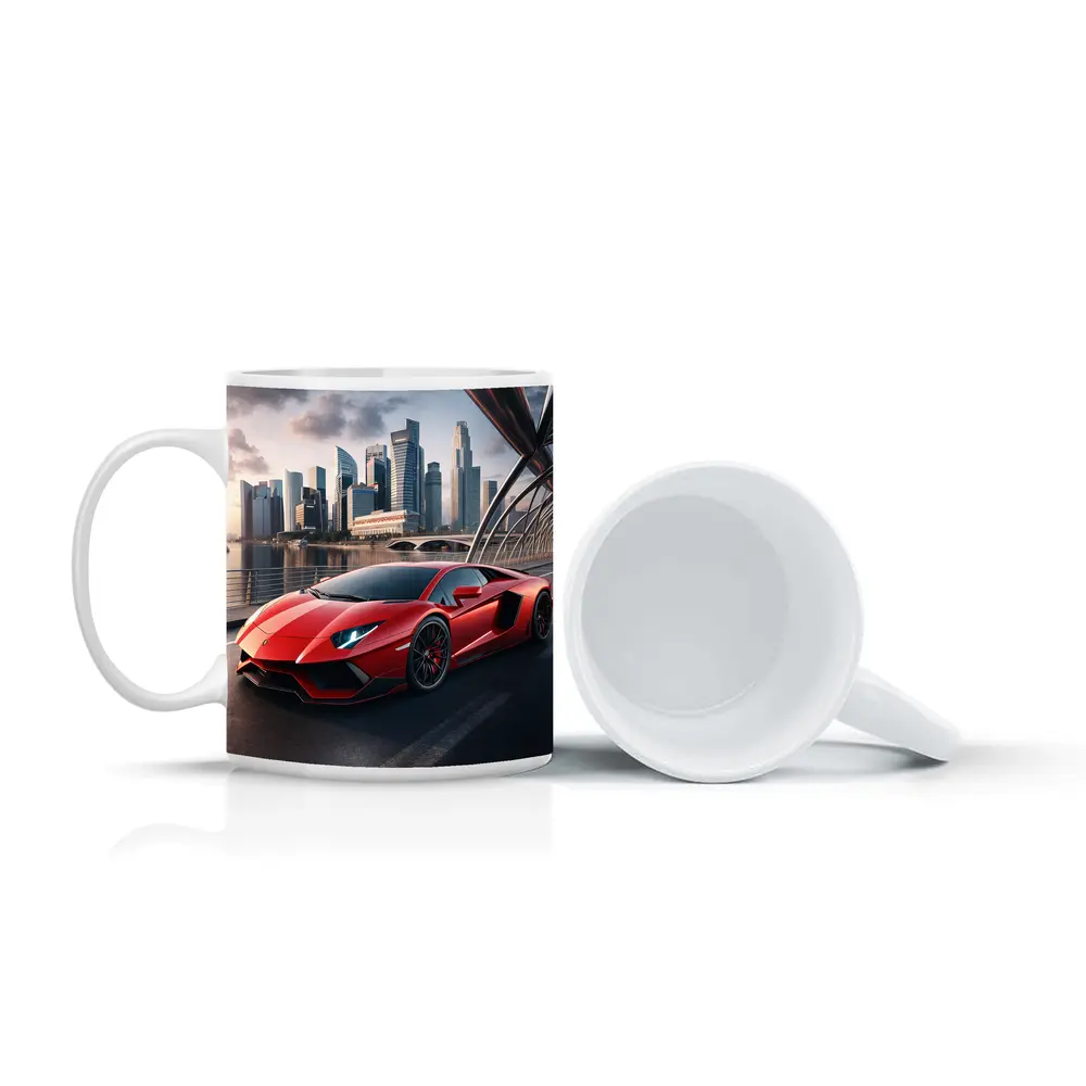 Lamborghini Aventador Red City Bridge Drive – Mugs
