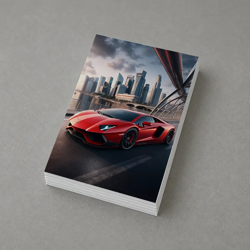 Lamborghini Aventador Red City Bridge Drive – Postcards