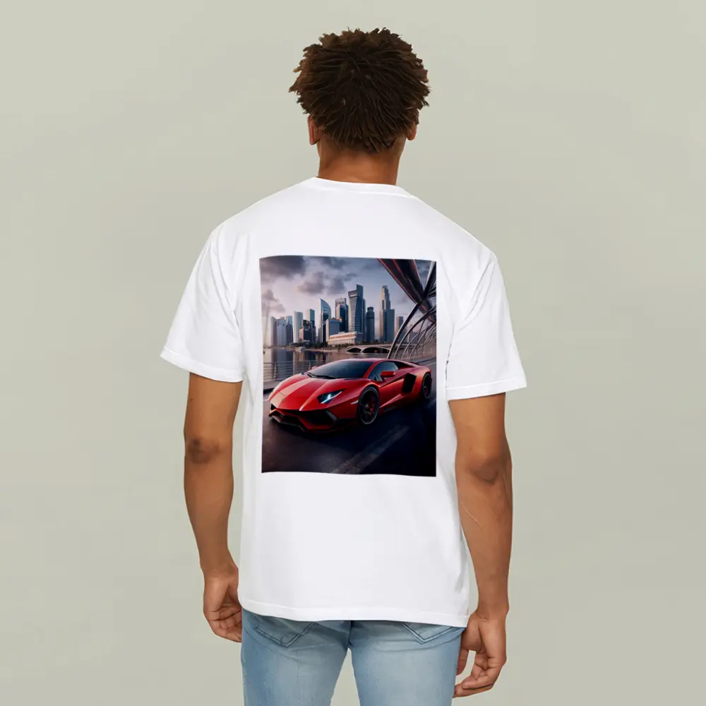 Lamborghini Aventador Red City Bridge Drive – T-Shirts