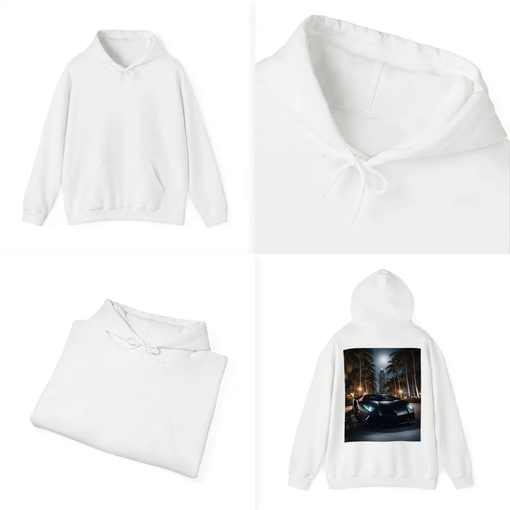 Lamborghini Aventador Black Night City Palms – Hoodies