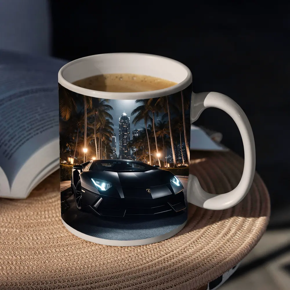 Lamborghini Aventador Black Night City Palms – Mugs