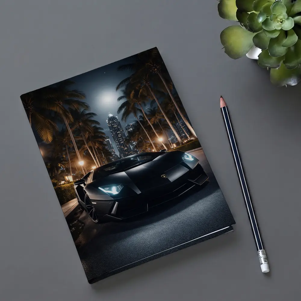Lamborghini Aventador Black Night City Palms – Notebooks