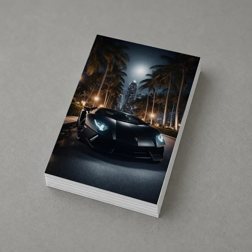 Lamborghini Aventador Black Night City Palms – Postcards