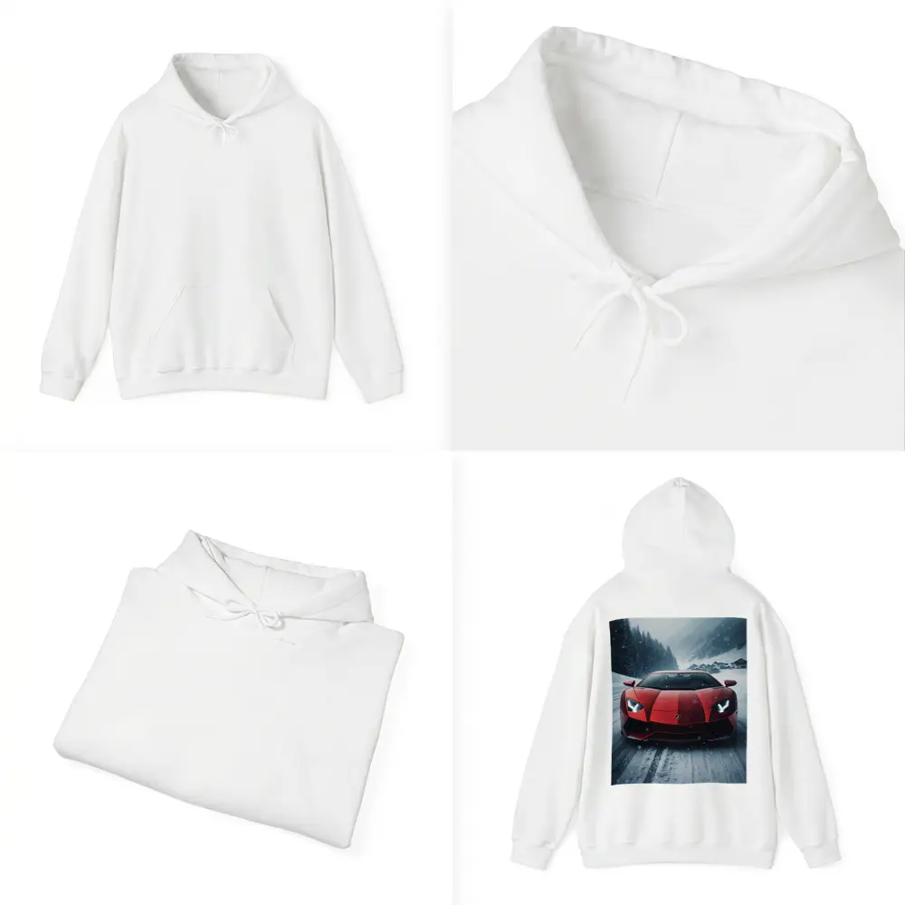 Lamborghini Aventador Red Snow Winter Drive – Hoodies