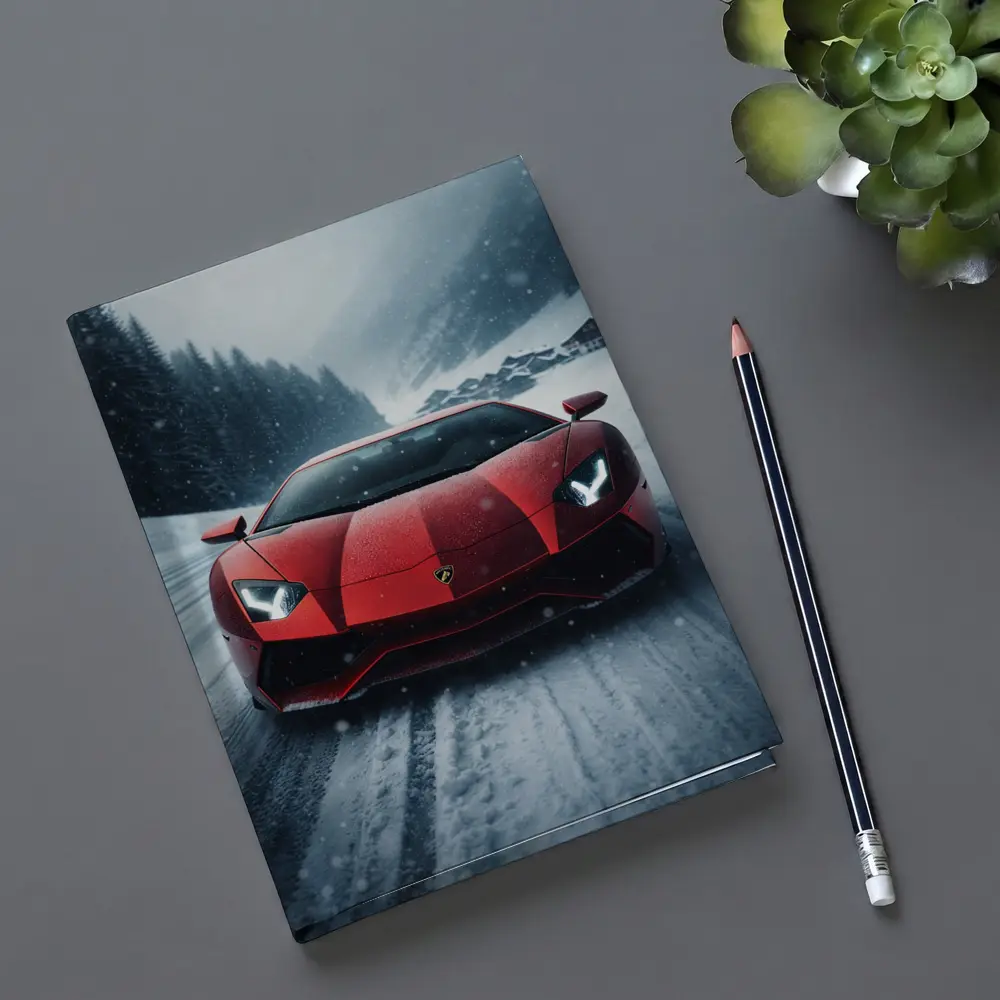 Lamborghini Aventador Red Snow Winter Drive – Notebooks