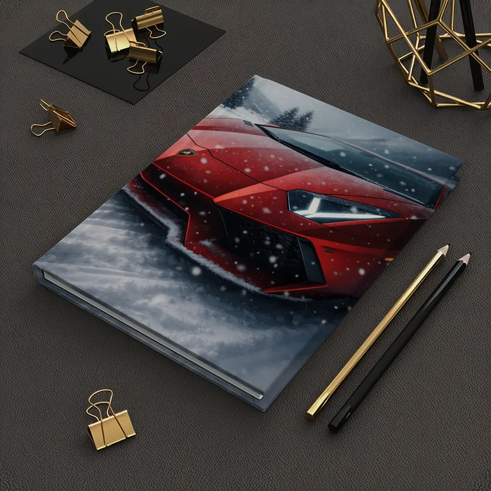 Lamborghini Aventador Red Car In Snow – Notebooks