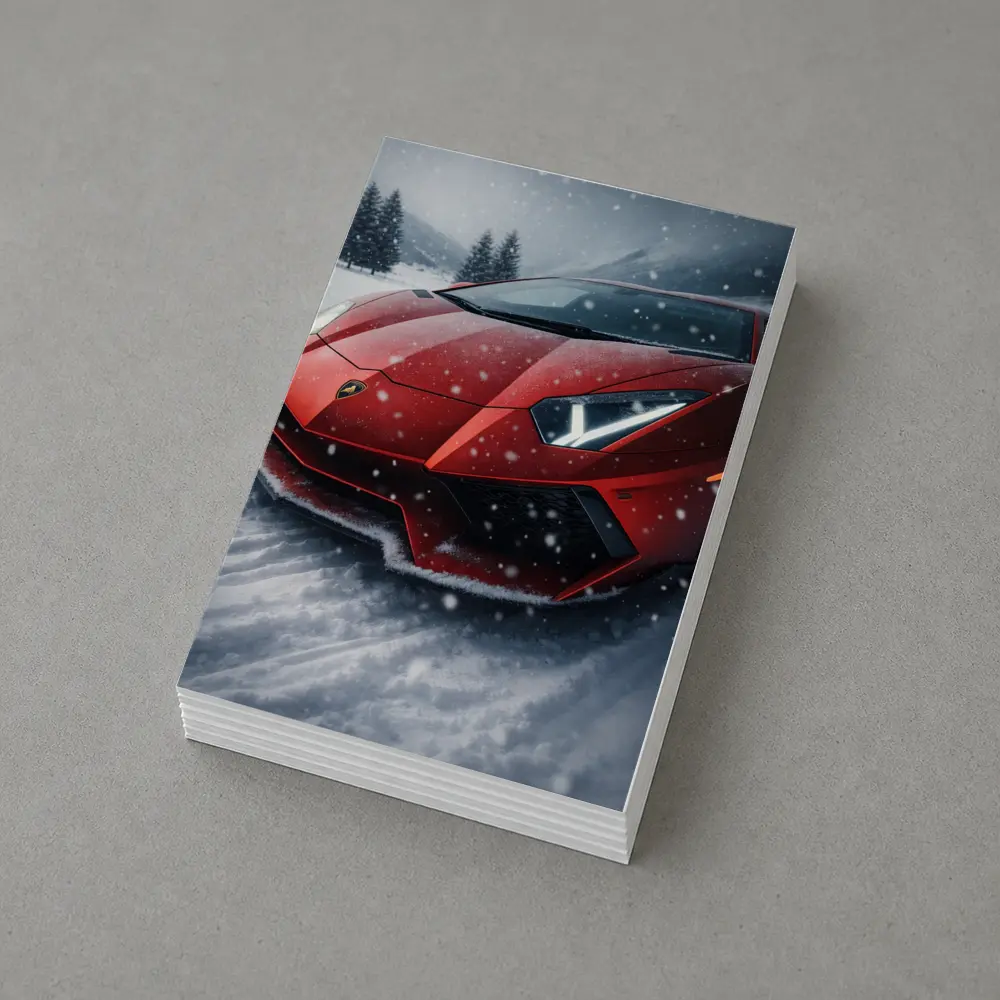 Lamborghini Aventador Red Car In Snow – Postcards