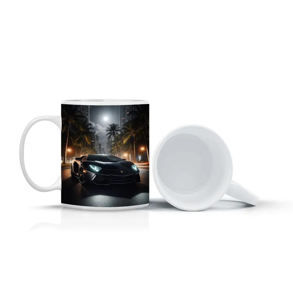 Lamborghini Aventador Black Night City Street – Mugs