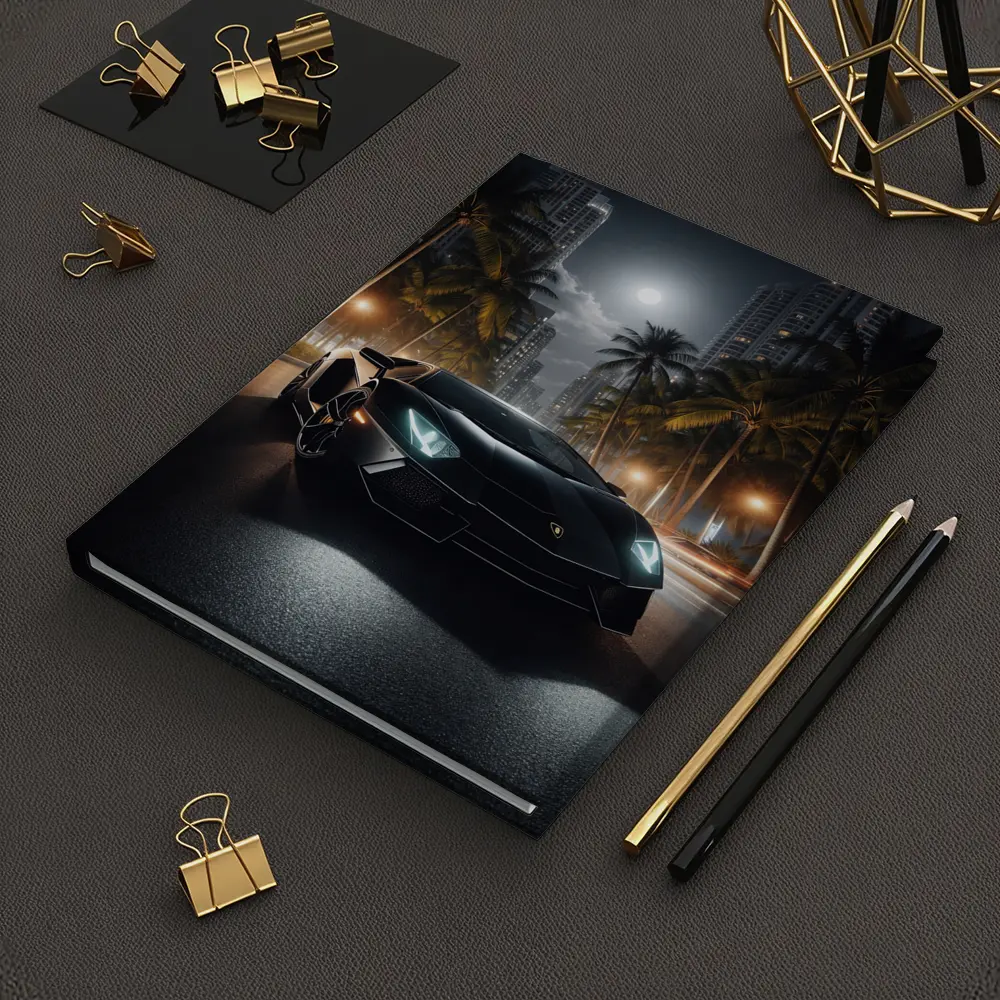 Lamborghini Aventador Black Night City Street – Notebooks