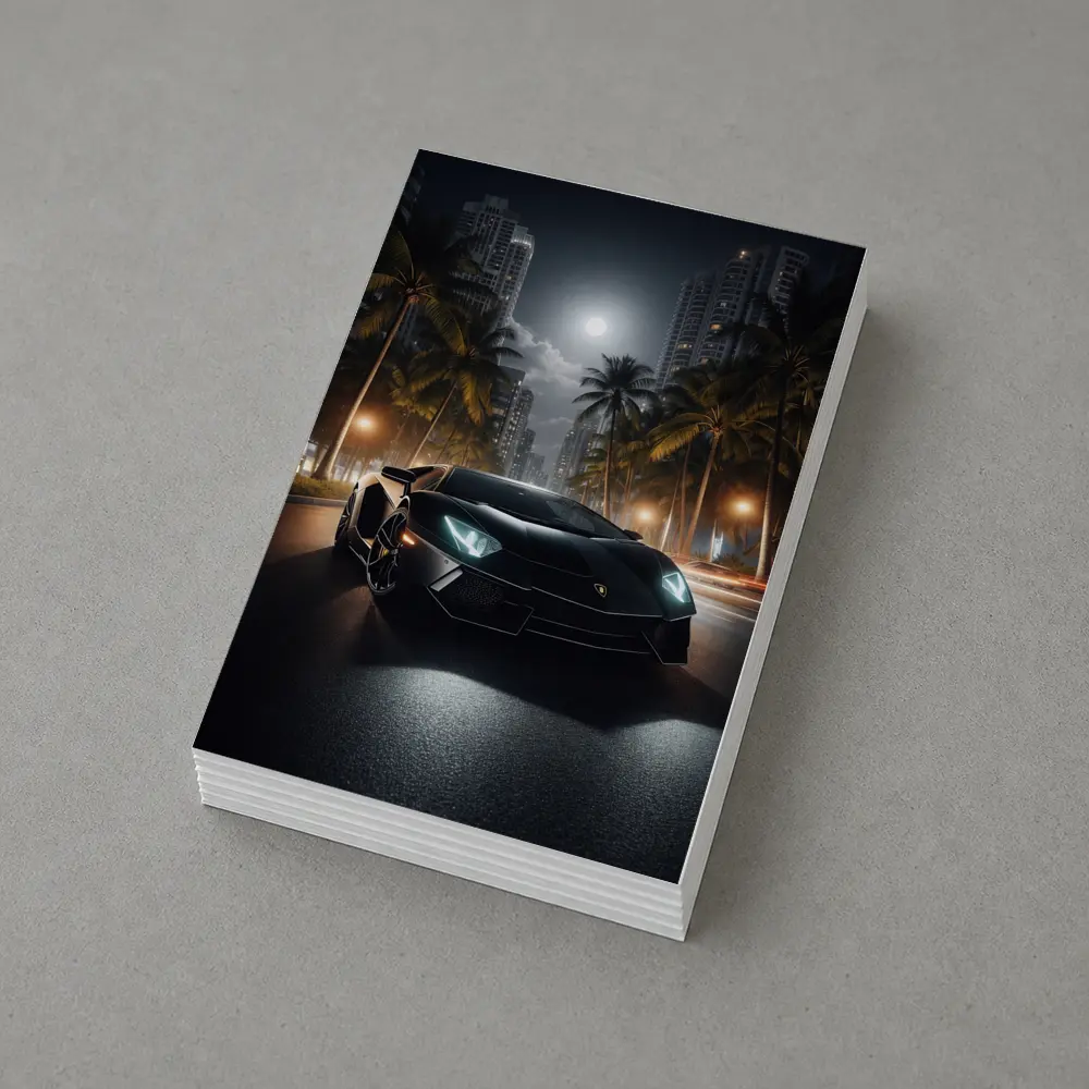 Lamborghini Aventador Black Night City Street – Postcards