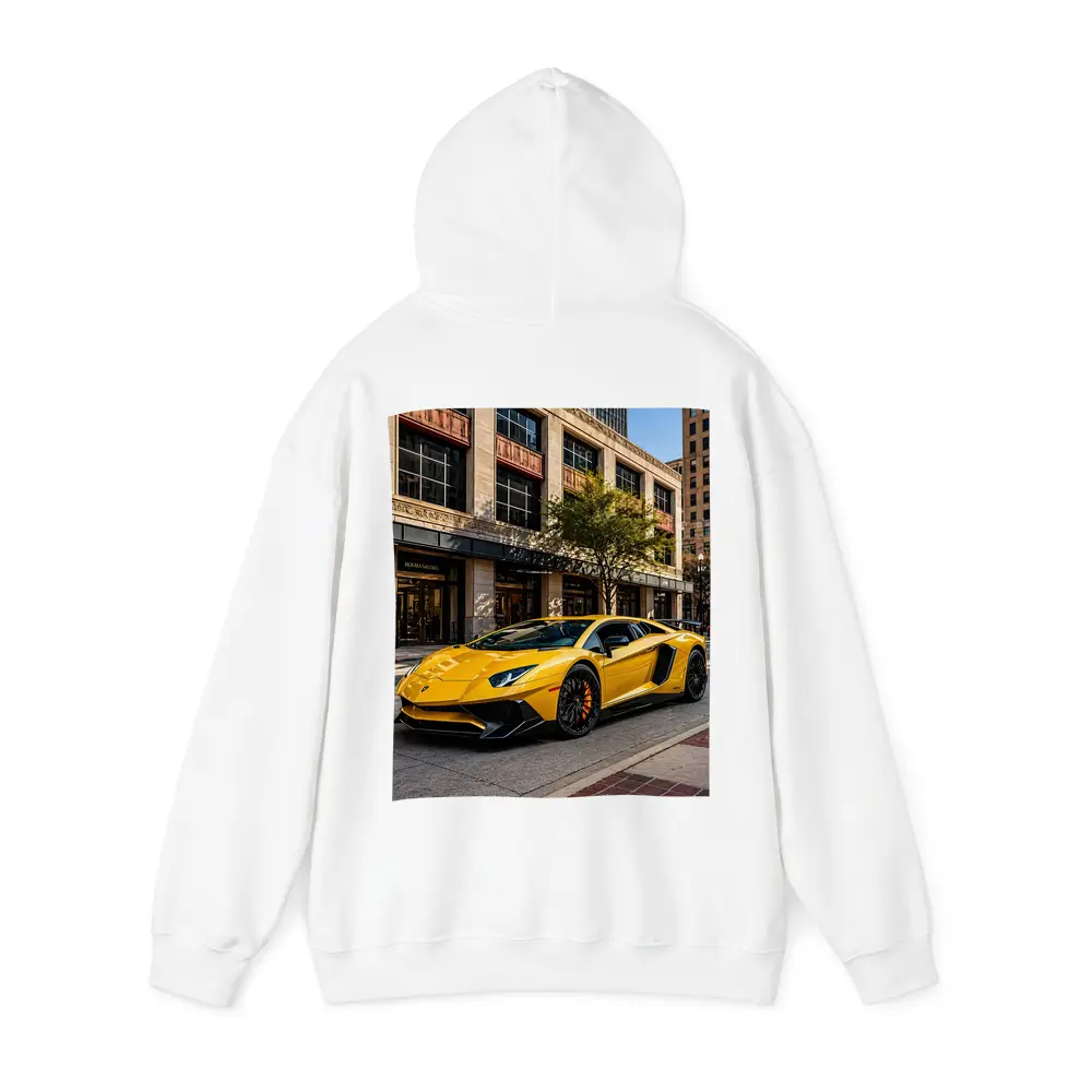 Lamborghini Aventador Yellow City Street – Hoodies