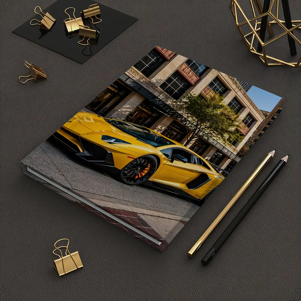 Lamborghini Aventador Yellow City Street – Notebooks