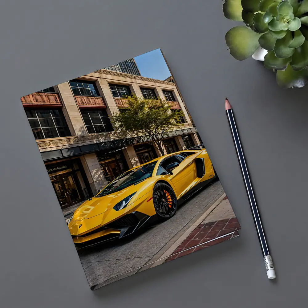 Lamborghini Aventador Yellow City Street – Notebooks