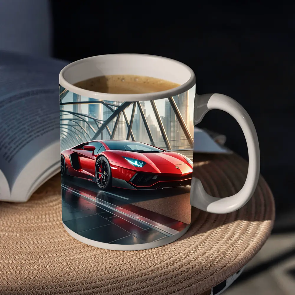 Lamborghini Aventador Red Supercar Dubai Skyline – Mugs