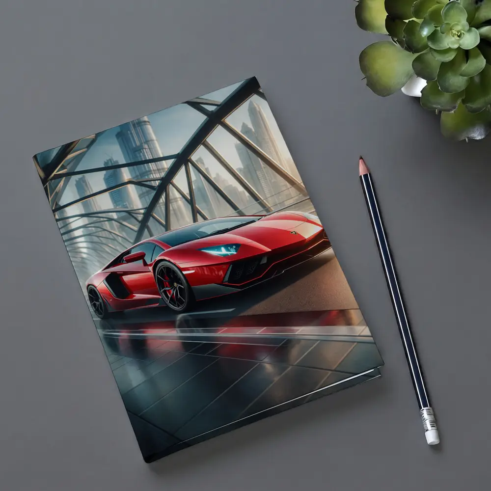 Lamborghini Aventador Red Supercar Dubai Skyline – Notebooks