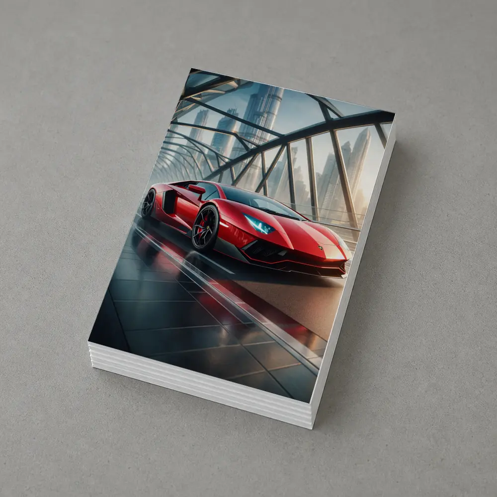 Lamborghini Aventador Red Supercar Dubai Skyline – Postcards
