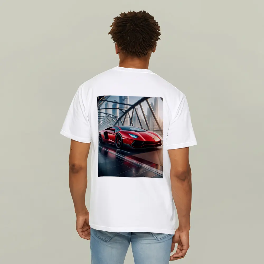 Lamborghini Aventador Red Supercar Dubai Skyline – T-Shirts