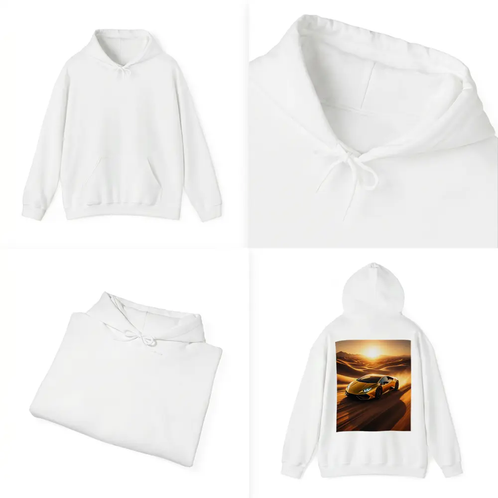 Lamborghini Huracan Speeding Through Desert Sunset – Hoodies