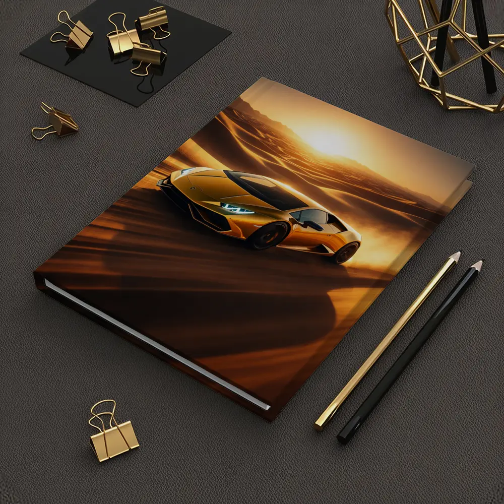 Lamborghini Huracan Speeding Through Desert Sunset – Notebooks