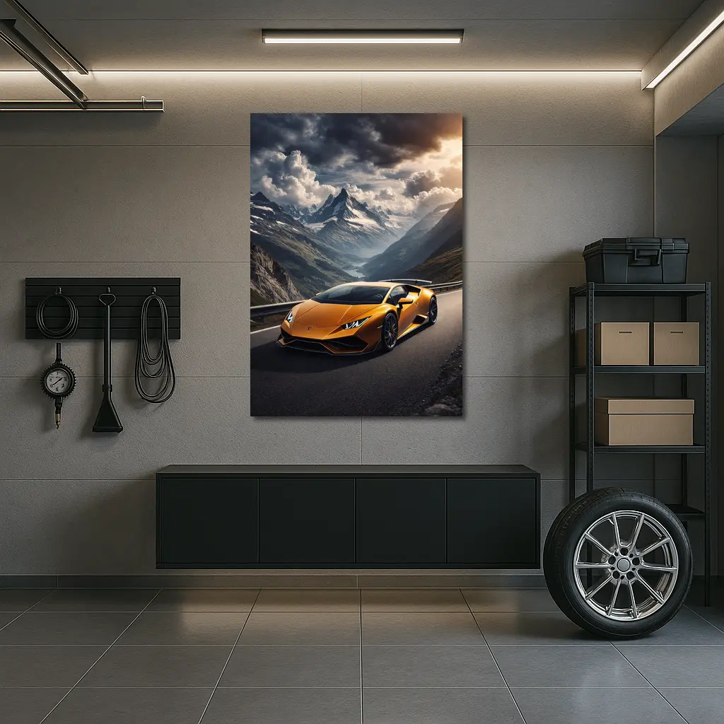 Lamborghini Huracan Orange Mountain Road Drive – Wall Art