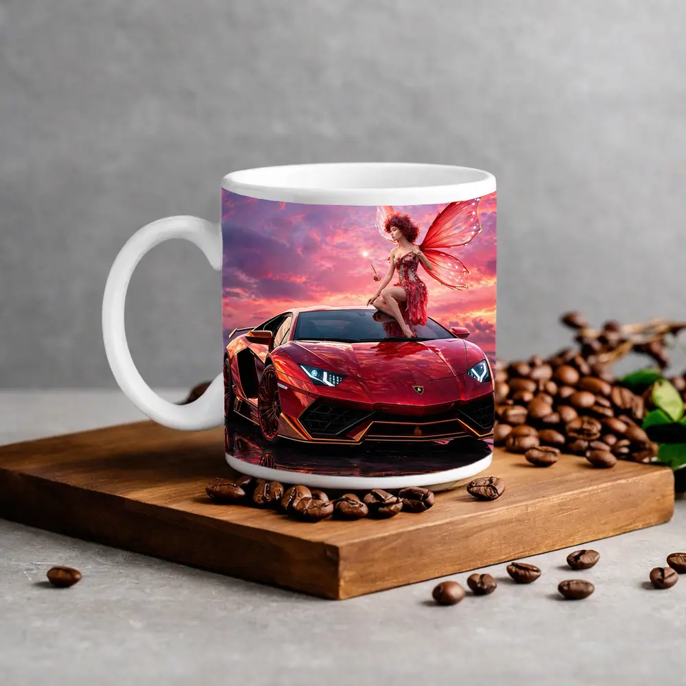 Red Lamborghini Huracan Fairy Fantasy Art – Mugs