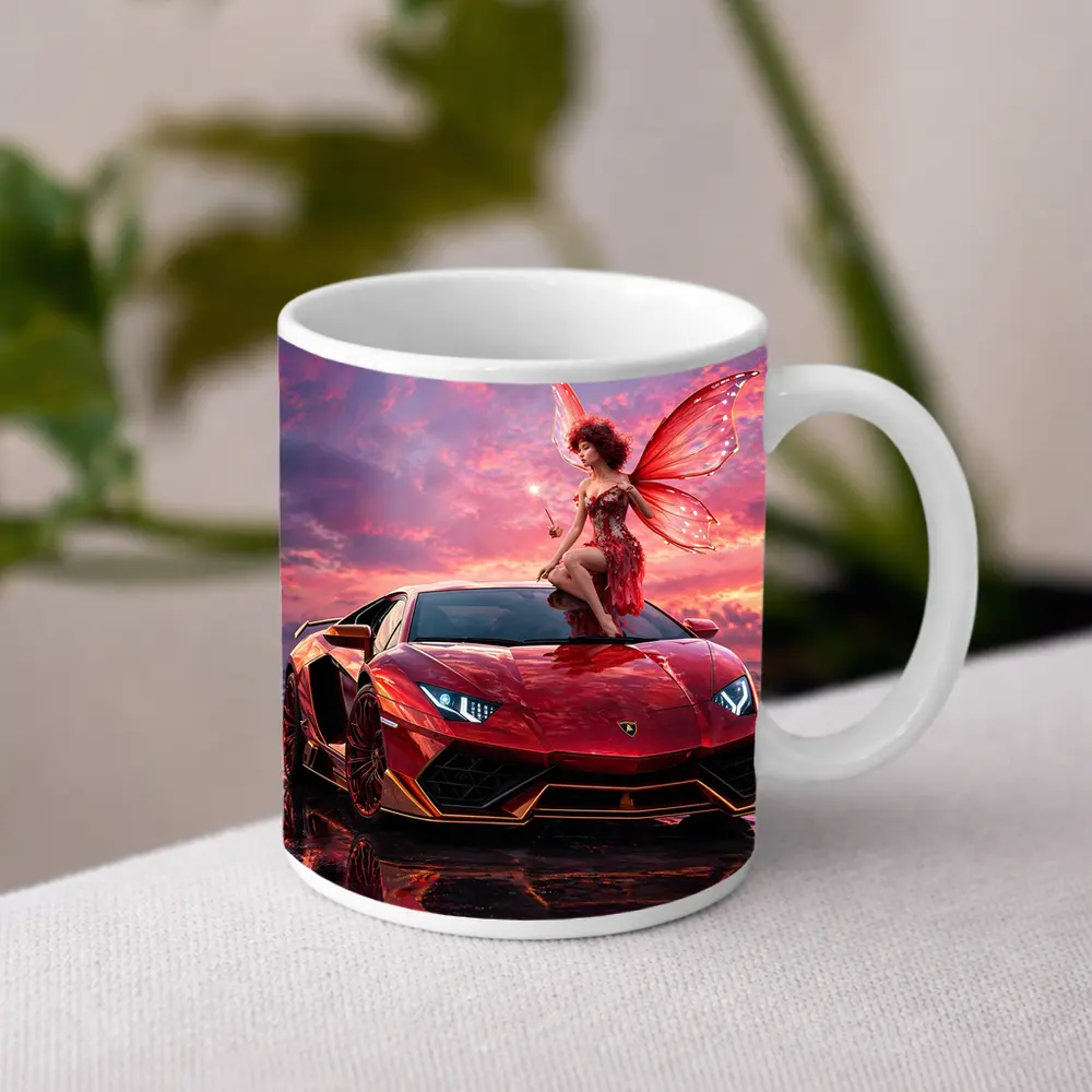 Red Lamborghini Huracan Fairy Fantasy Art – Mugs